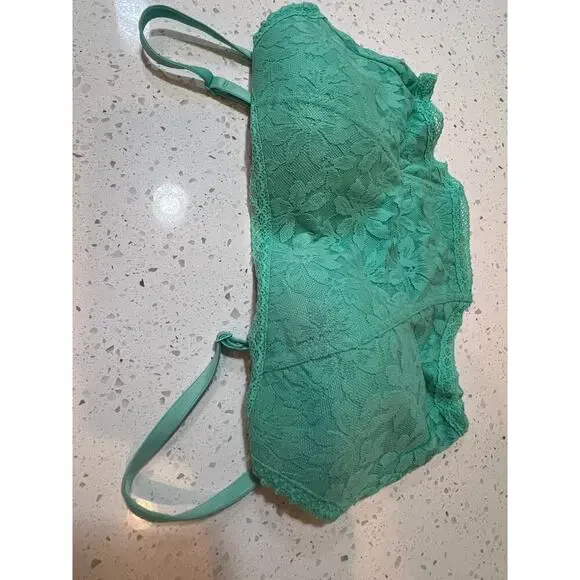 VICTORIAS SECRET PINK BRA TURQUOISE LACE WOMENS SIZE SMALL - Picture 1 of 8